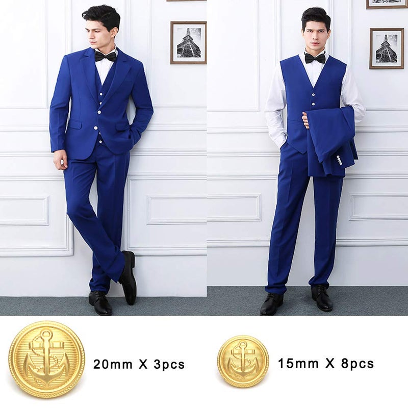 Enosea 11 Pcs Gold Metal Blazer& Suit Buttons Set -Premium Sewing Buttons for Coat Jacket - Image 4